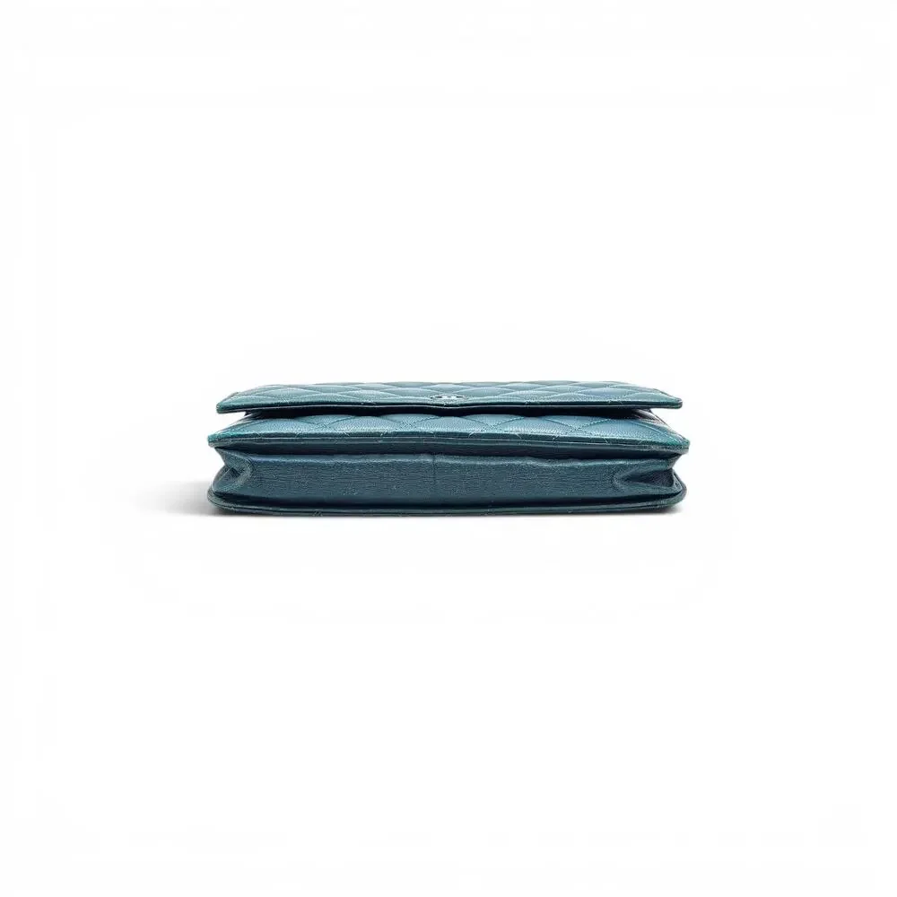 Chanel Wallet on Chain WOC Classic Quilted Lambskin Leather Turquoise Blue